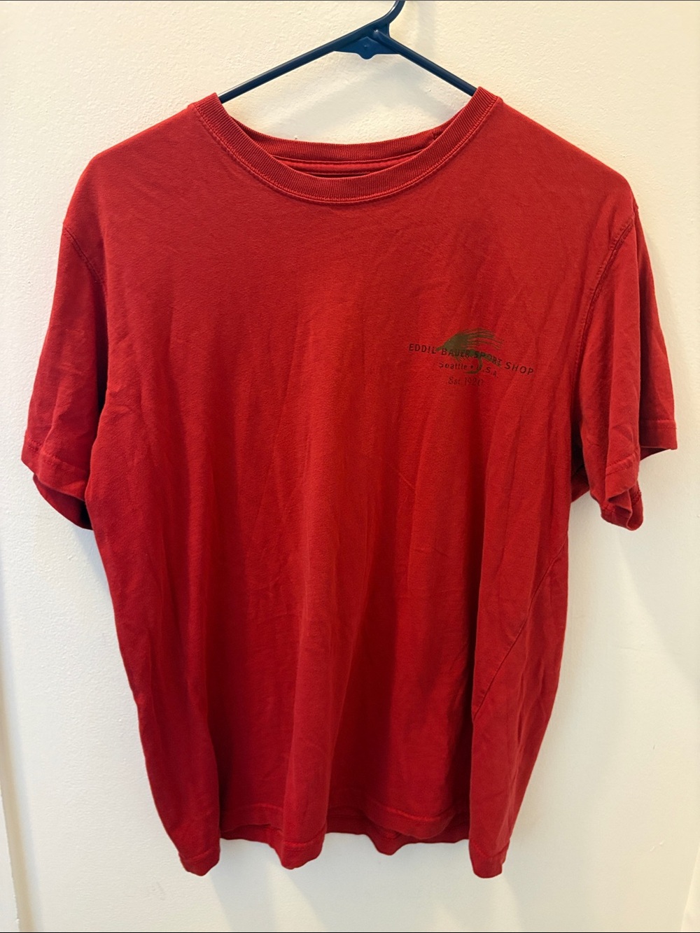 Eddie Bauer Red Short-Sleeve Tee with Small Chest Logo